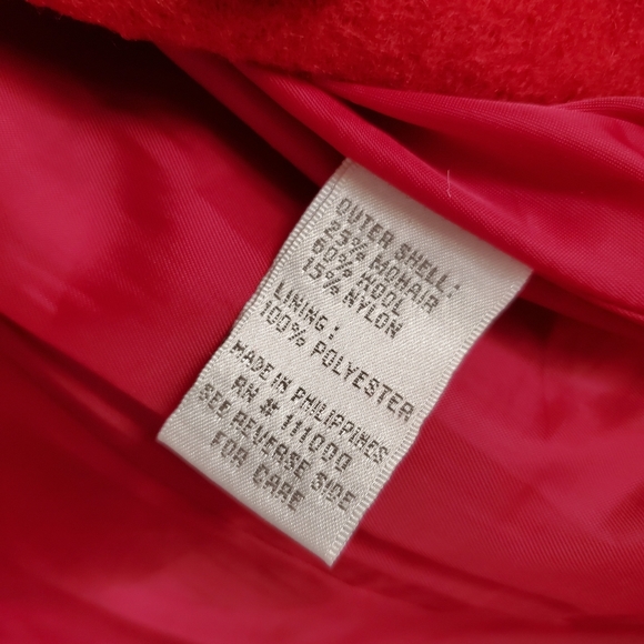 Omon Long Red Wool Mohair Dress Coat - Picture 3 of 6